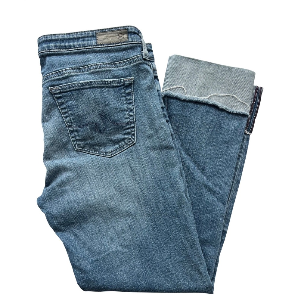 AG Adriano Goldschmied The Stevie Cuff Slim Straight Cuffed Jeans Light Wash  27